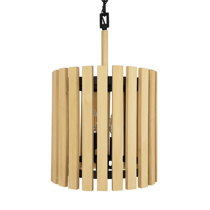 Varaluz 387P02MBH Two Light Pendant, Matte Black/Honey Blonde