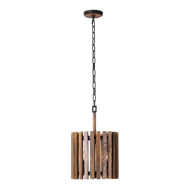 Varaluz 387P02MBW Two Light Pendant, Matte Black/Medium Walnut