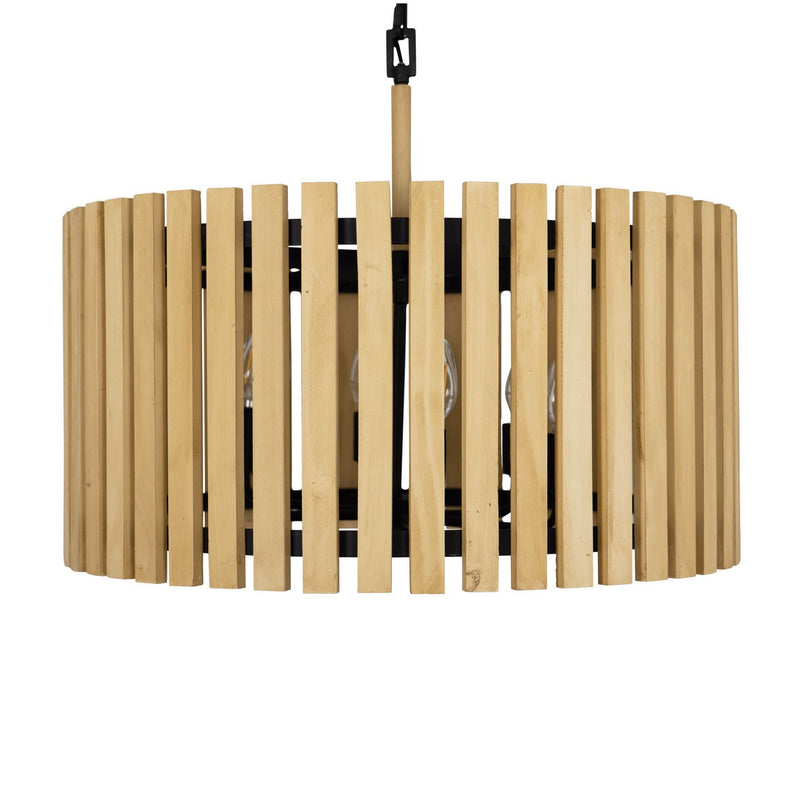 Varaluz 387P06MBH Six Light Pendant, Matte Black/Honey Blonde