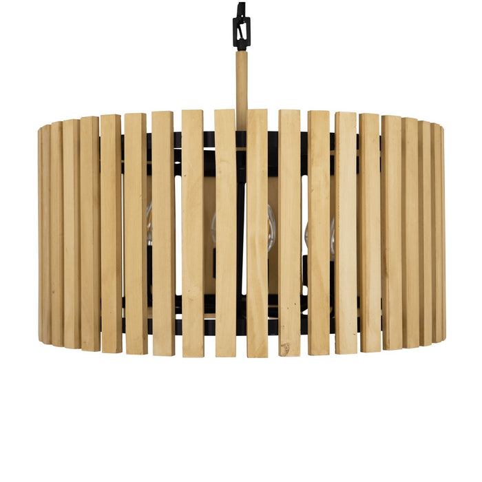 Varaluz 387P06MBH Six Light Pendant, Matte Black/Honey Blonde