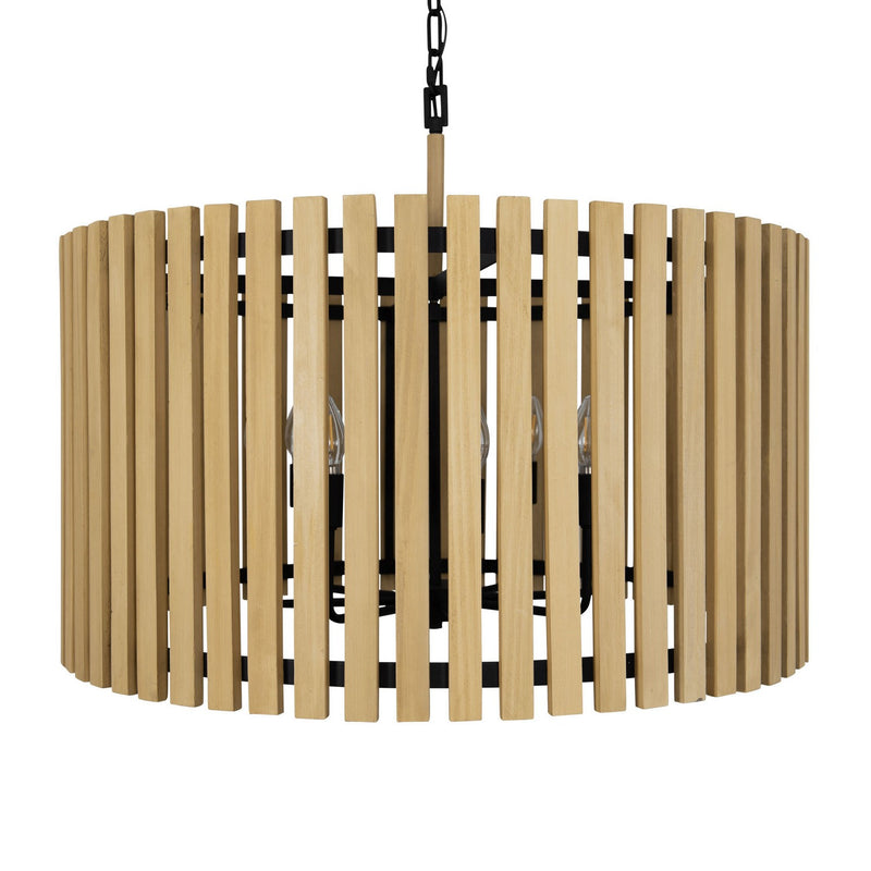 Varaluz 387P08MBH Eight Light Pendant, Matte Black/Honey Blonde