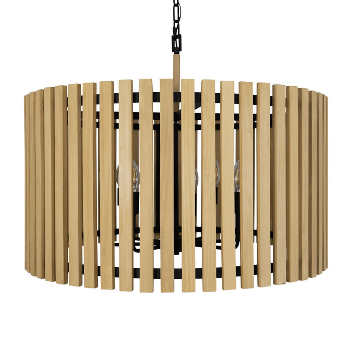 Varaluz 387P08MBH Eight Light Pendant, Matte Black/Honey Blonde