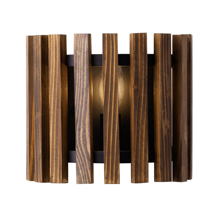 Varaluz 387W01MBW One Light Wall Sconce, Matte Black/Medium Walnut