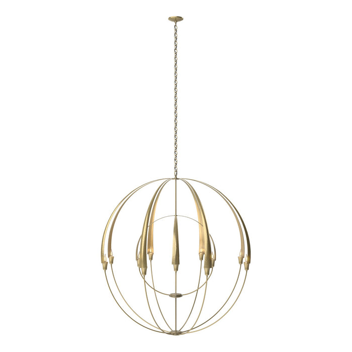 Hubbardton Forge 194248-SKT-86 12 Light Chandelier, Modern Brass