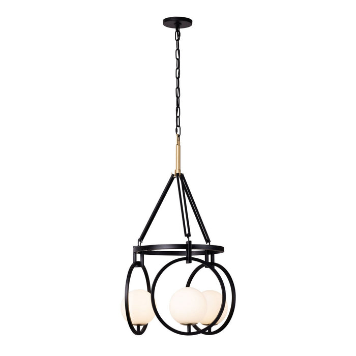 Varaluz 388P03MBFG Three Light Pendant, Matte Black/French Gold
