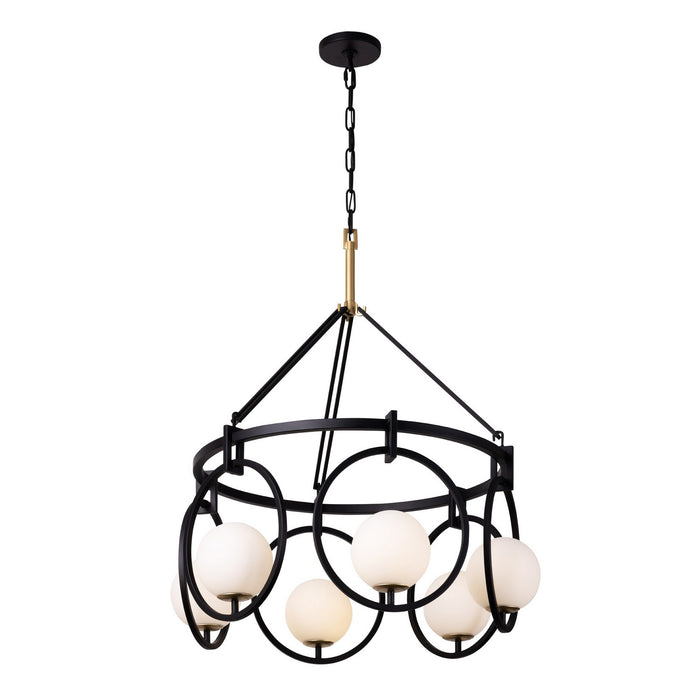 Varaluz 388P06MBFG Six Light Pendant, Matte Black/French Gold