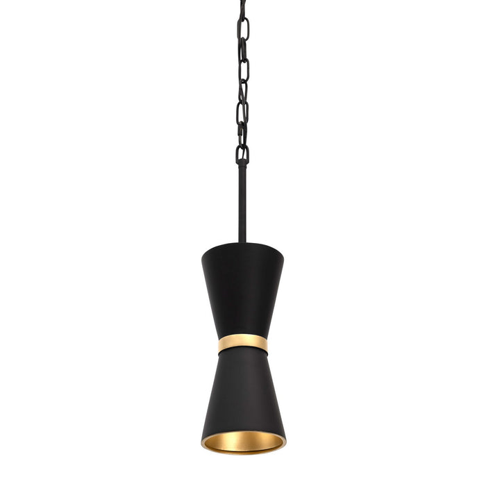 Varaluz 390M01MBFG One Light Mini Pendant, Matte Black/French Gold