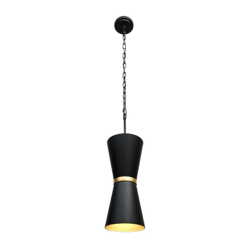 Varaluz 390P02MBFG Two Light Pendant, Matte Black/French Gold