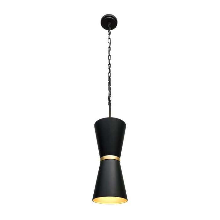 Varaluz 390P02MBFG Two Light Pendant, Matte Black/French Gold
