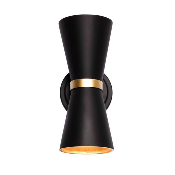 Varaluz 390W02MBFG Two Light Wall Sconce, Matte Black/French Gold