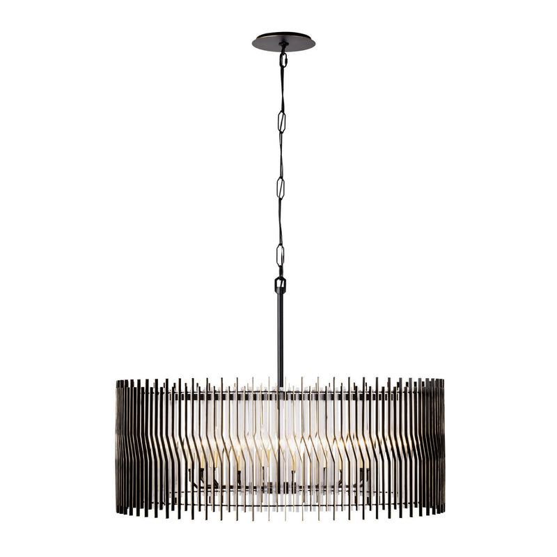 Varaluz 393P10MBFG Ten Light Pendant, Matte Black/French Gold