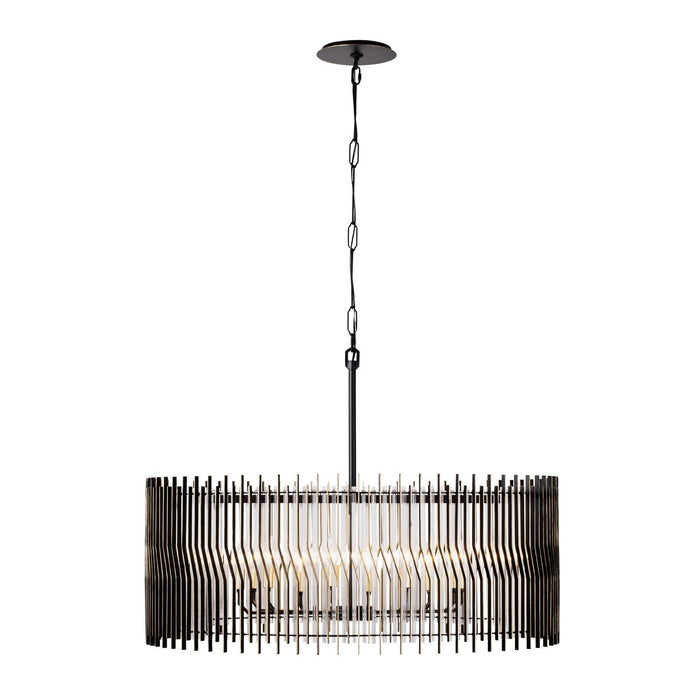 Varaluz 393P10MBFG Ten Light Pendant, Matte Black/French Gold