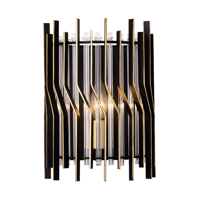 Varaluz 393W01MBFG One Light Wall Sconce, Matte Black/French Gold