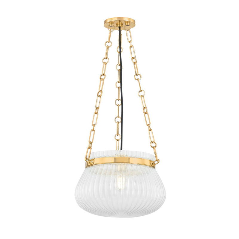 Hudson Valley 1113-AGB One Light Pendant, Aged Brass