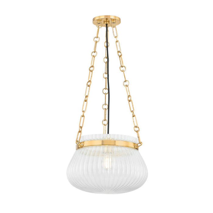 Hudson Valley 1113-AGB One Light Pendant, Aged Brass