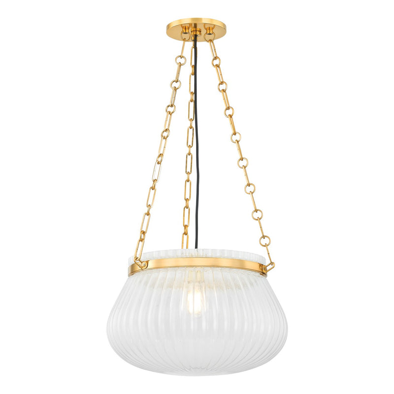 Hudson Valley 1117-AGB One Light Pendant, Aged Brass