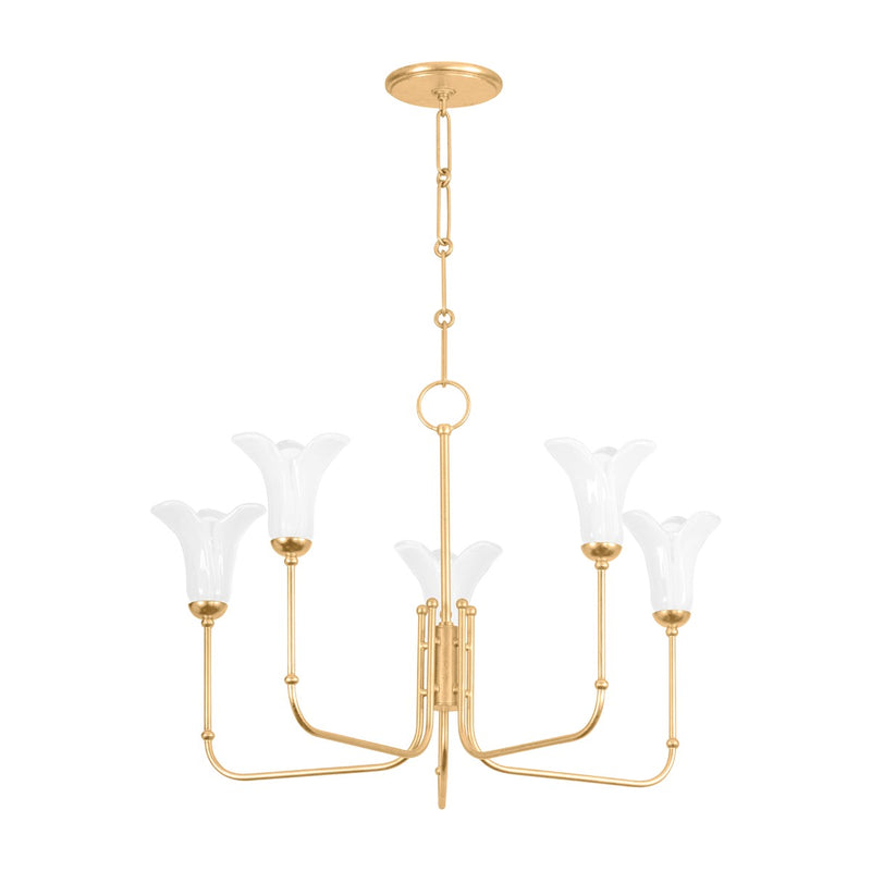Hudson Valley 3345-VGL Five Light Chandelier, Vintage Gold Leaf