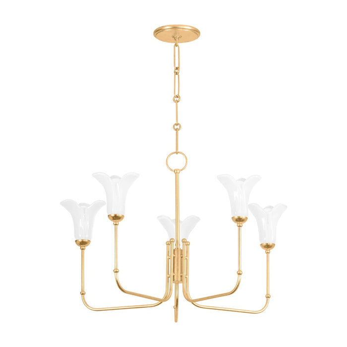 Hudson Valley 3345-VGL Five Light Chandelier, Vintage Gold Leaf