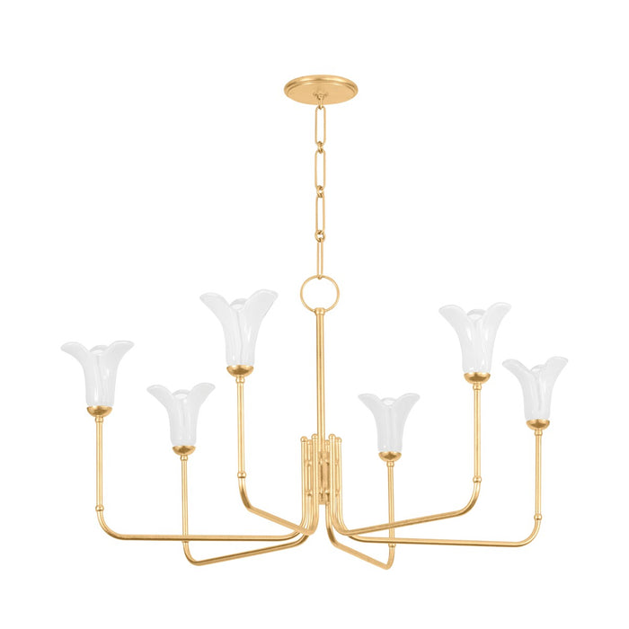 Hudson Valley 3346-VGL Six Light Chandelier, Vintage Gold Leaf