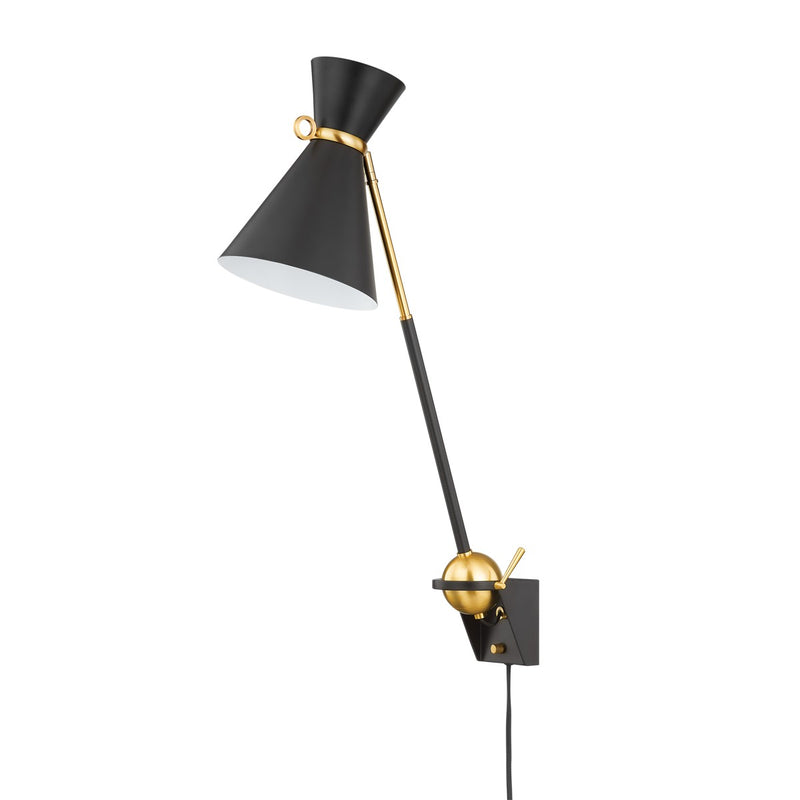 Hudson Valley 3530-AGB/SBK One Light Wall Sconce, Aged Brass/Soft Black