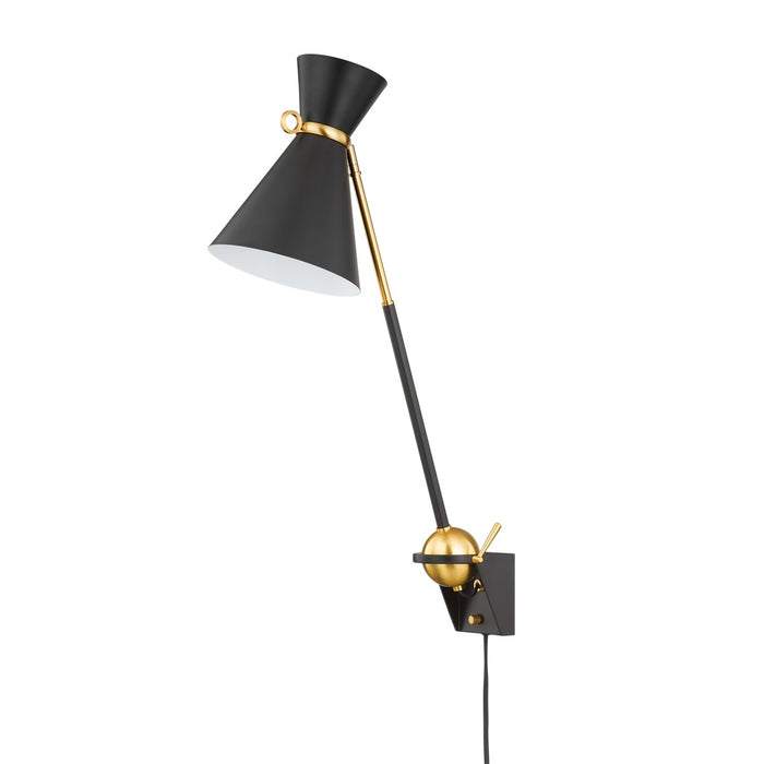 Hudson Valley 3530-AGB/SBK One Light Wall Sconce, Aged Brass/Soft Black