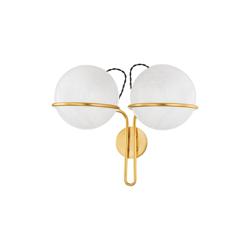 Hudson Valley 3917-AGB Two Light Wall Sconce, Aged Brass
