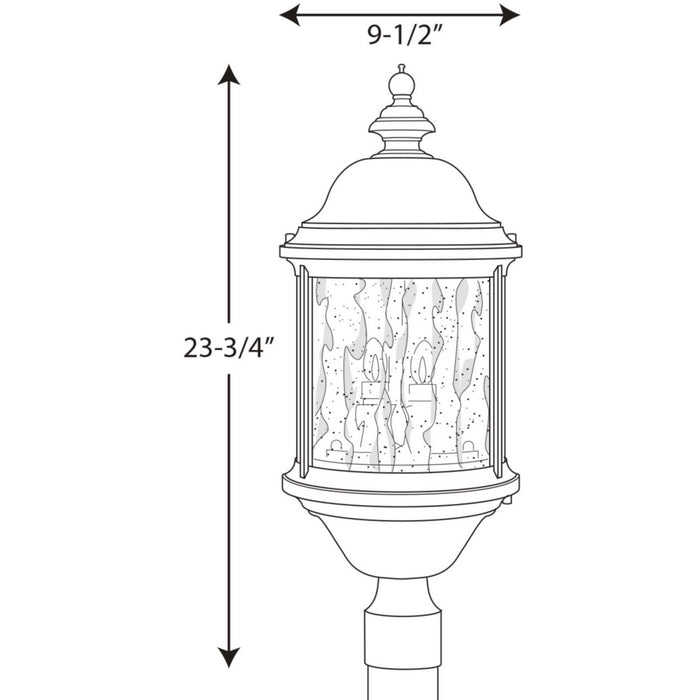 Progress Lighting P5450-31 Three Light Post Lantern, Textured Black