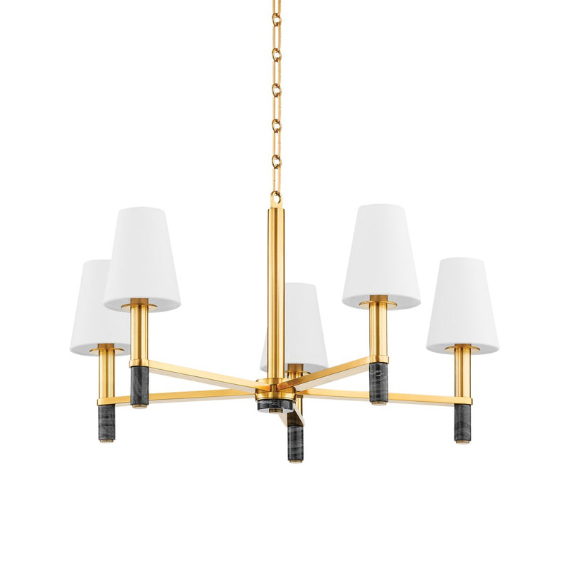 Hudson Valley 5630-AGB Five Light Chandelier, Aged Brass