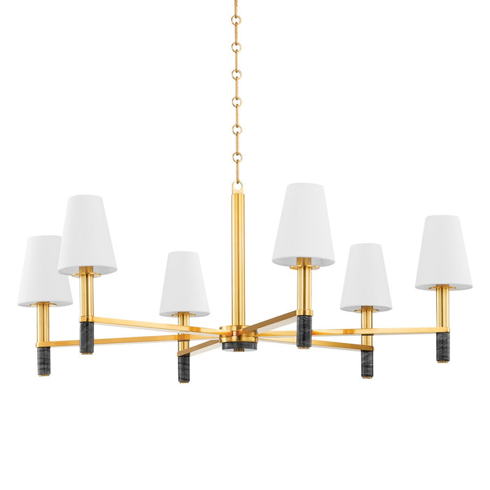 Hudson Valley 5640-AGB Six Light Chandelier, Aged Brass