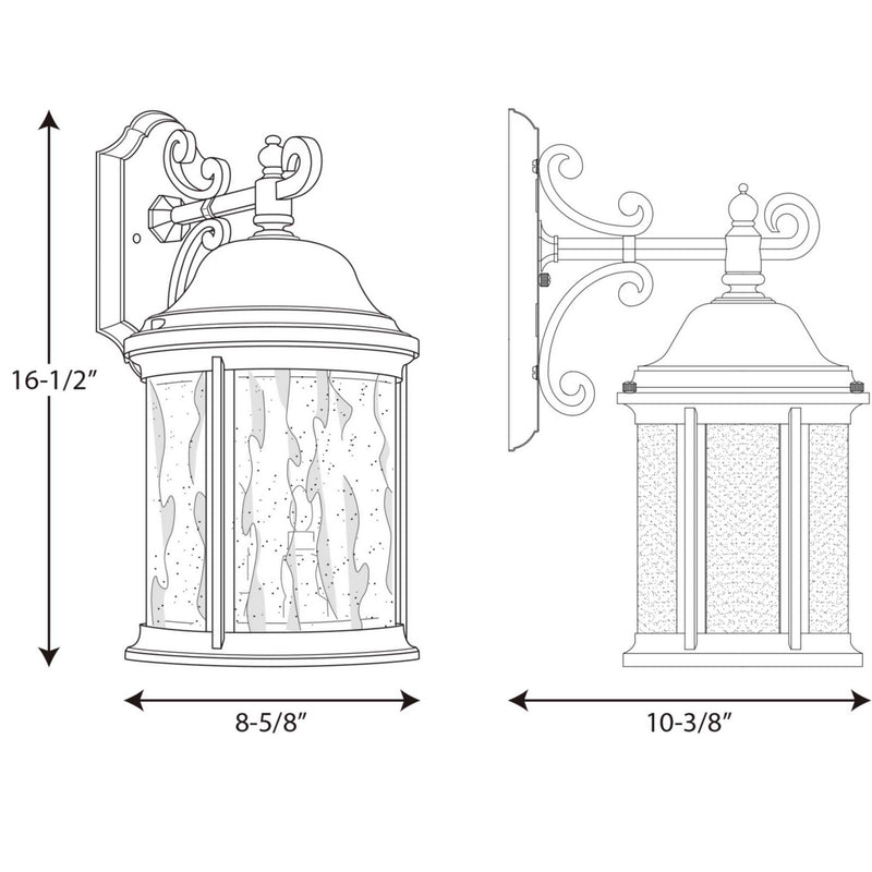 Progress Lighting P5650-31 Three Light Large Wall Lantern, Textured Black
