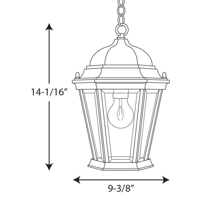 Progress Lighting P5582-31 One Light Hanging Lantern, Textured Black