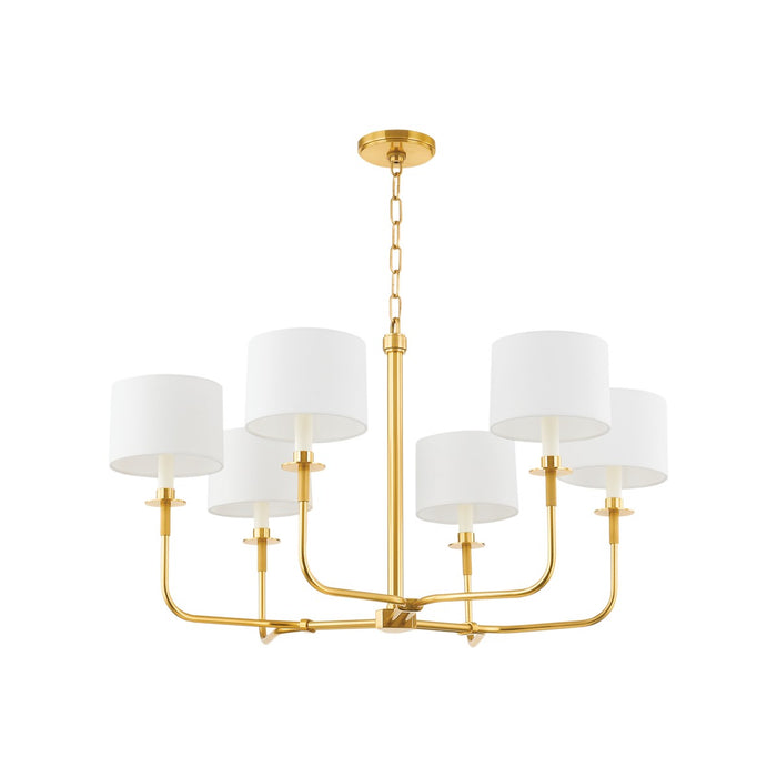 Hudson Valley 9136-AGB Six Light Chandelier, Aged Brass