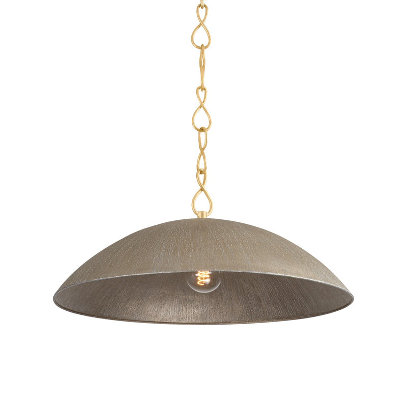 Hudson Valley BKO1400-VGL/TWL One Light Pendant, Vintage Gold Leaf/ Textured Warm Silver Leaf