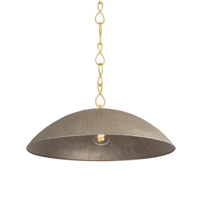 Hudson Valley BKO1400-VGL/TWL One Light Pendant, Vintage Gold Leaf/ Textured Warm Silver Leaf