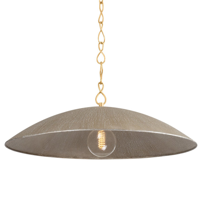 Hudson Valley BKO1401-VGL/TWL One Light Pendant, Vintage Gold Leaf/ Textured Warm Silver Leaf