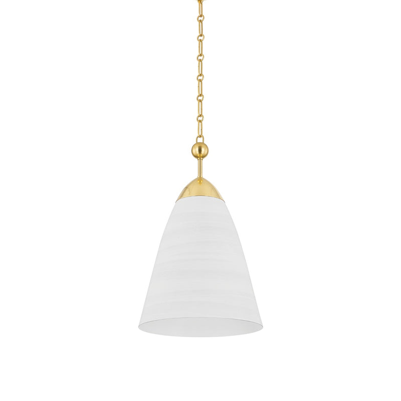 Hudson Valley BKO1500-AGB/WP One Light Pendant, Aged Brass/White Plaster