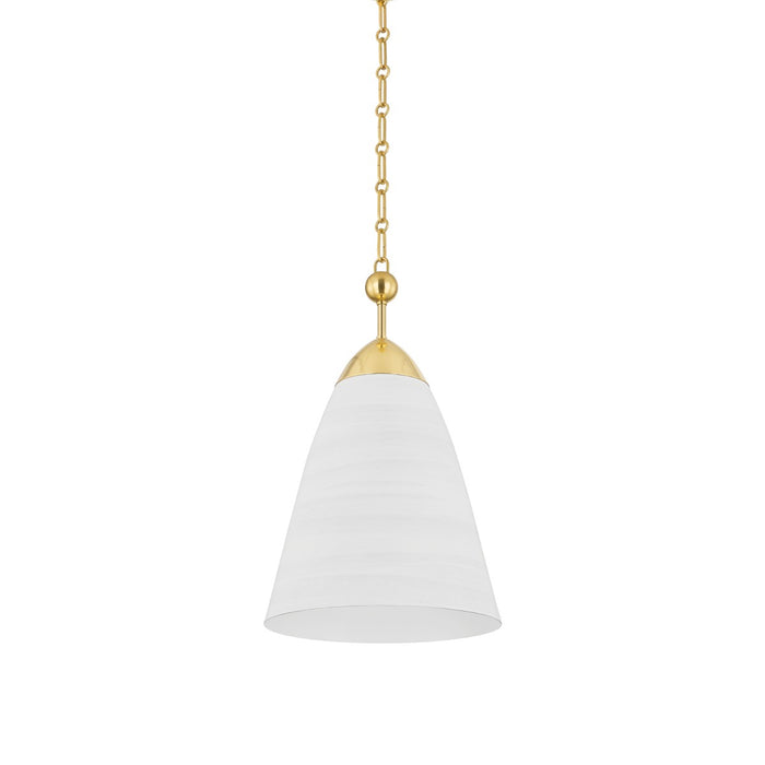 Hudson Valley BKO1500-AGB/WP One Light Pendant, Aged Brass/White Plaster