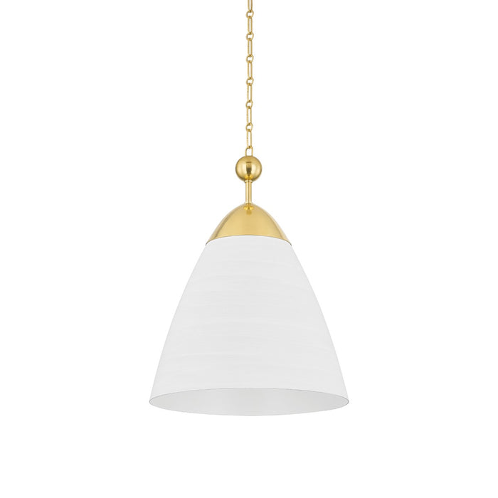 Hudson Valley BKO1501-AGB/WP One Light Pendant, Aged Brass/White Plaster