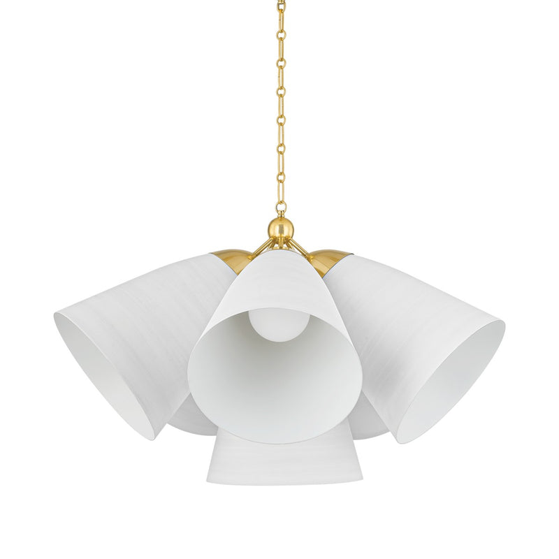 Hudson Valley BKO1502-AGB/WP Five Light Chandelier, Aged Brass/White Plaster