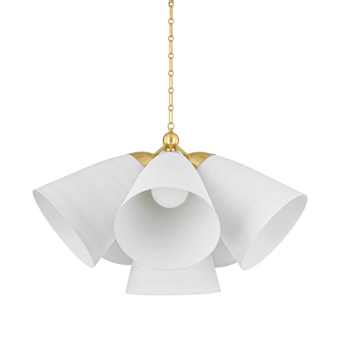 Hudson Valley BKO1502-AGB/WP Five Light Chandelier, Aged Brass/White Plaster