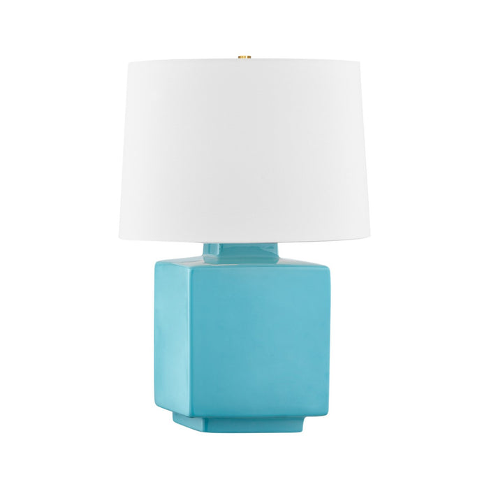 Hudson Valley L8821-AGB/CTQ One Light Table Lamp, Aged Brass/ Ceramic Gloss Turquoise