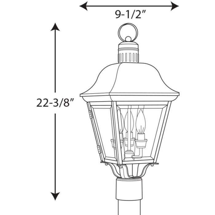 Progress Lighting P5487-20 Three Light Post Lantern, Antique Bronze