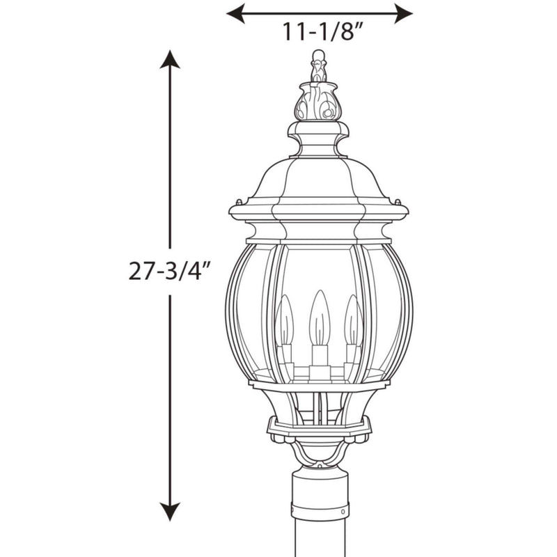 Progress Lighting P5401-31 Four Light Post Lantern, Textured Black