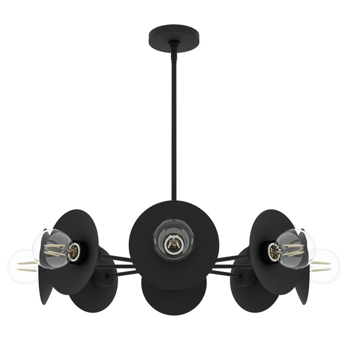 Hunter 13089 Eight Light Chandelier, Matte Black