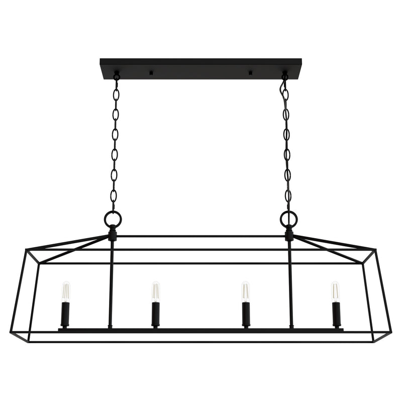 Hunter 13099 Four Light Chandelier, Matte Black