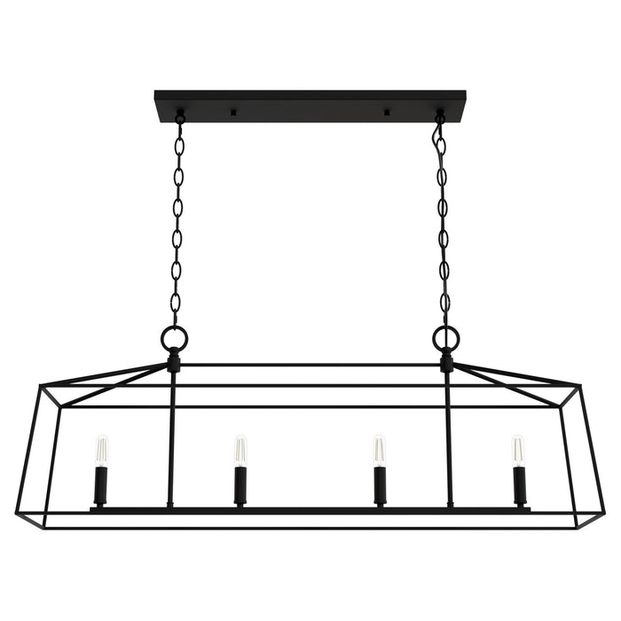 Hunter 13099 Four Light Chandelier, Matte Black