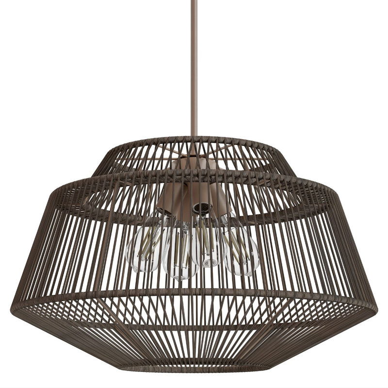 Hunter 13219 Four Light Pendant, Sable Rattan