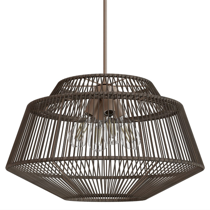 Hunter 13219 Four Light Pendant, Sable Rattan