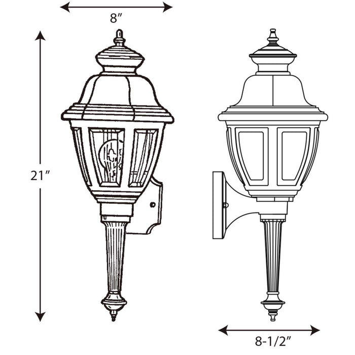 Progress Lighting P5738-31 One Light Wall Lantern, Black