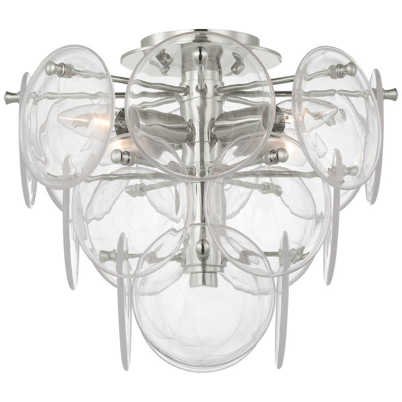 Visual Comfort Signature ARN 4450PN-CSG Four Light Flush Mount, Polished Nickel